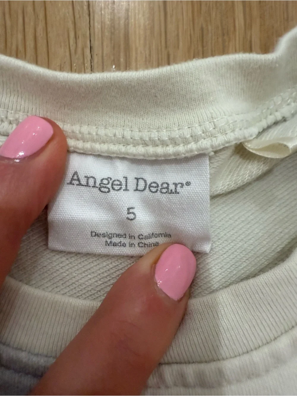 Angel dear Kids White Heart Print sweatshirt pants set - Pink & Gray 5T